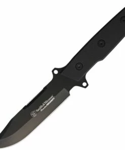 Outlet 🤩 Smith and Wesson Smith & Wesson Homeland Security Tactical Fixed Blade, 6" Black sawback 7Cr17MoV Blade, Black G10 Handle w/ Black Nylon Belt Sheath 🌟
