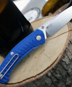 Discount 😍 GiantMouse ACE Iona Liner Lock, 2.9" Satin M390 Drop Point Blade, Anso Textured Blue G-10 Handle 🌟 -Automatic Knives shop IONA BLUE G10.1 56518.1611777501