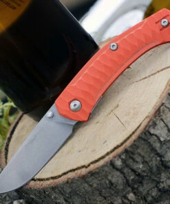 Best Pirce 😍 GiantMouse ACE Iona Liner Lock, 2.9" Satin M390 Drop Point Blade, Anso Textured Orange G-10 Handle 🤩