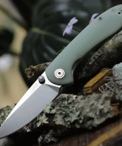 Coupon 😀 CJRB Cutlery Small Feldspar J1912S-NTG, 3.0" D2 Steel Stonewashed Plain Blade, Contoured Natural G-10 Handle 🤩