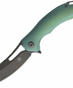 Cheap 👍 Kansept Knives, K1002A2, Spirit Flipper, 3.5" CPM-S35VN Black Stonewashed Sheepsfoot Blade, Teal Titanium Handles 🤩