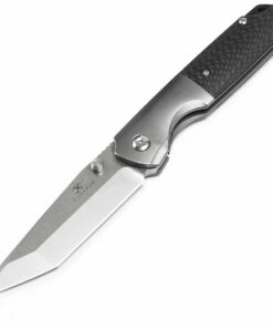 Discount 🔥 Kansept Knives, K1005T2, Warrior Flipper Knife, 3.4" CPM-S35VN Stonewashed Tanto Blade, Titanium with Marble Carbon Fiber Handle ⌛