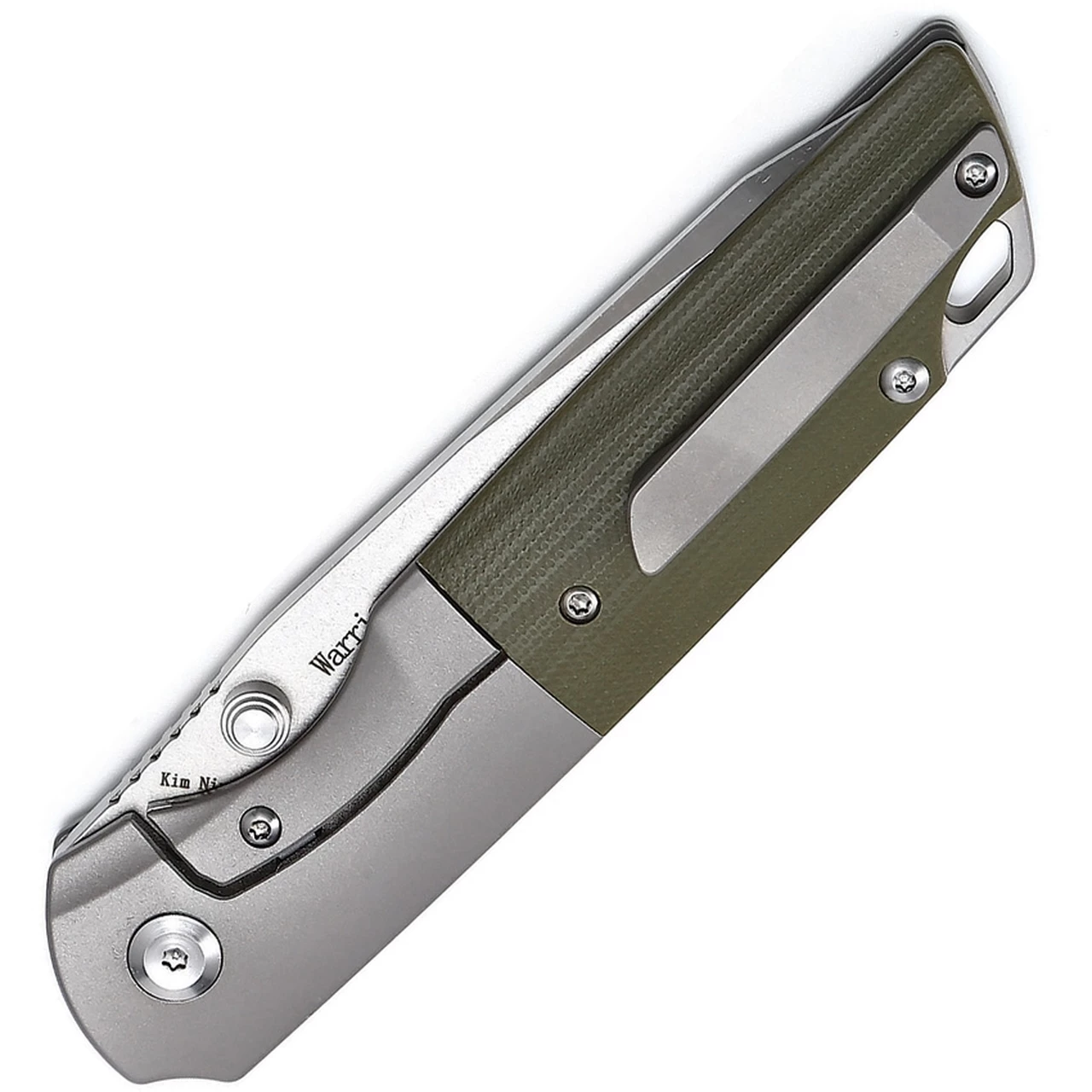 Brand new ๐งจ Kansept Knives, K1005T5, Warrior Flipper Knife, 3.4" CPM-S35VN Stonewashed Tanto Blade, Titanium with Green Micarta Handle ๐ฏ 2 Brand new ๐งจ Kansept Knives, K1005T5, Warrior Flipper Knife, 3.4" CPM-S35VN Stonewashed Tanto Blade, Titanium with Green Micarta Handle ๐ฏ - Image 2