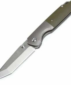 Brand new 🧨 Kansept Knives, K1005T5, Warrior Flipper Knife, 3.4" CPM-S35VN Stonewashed Tanto Blade, Titanium with Green Micarta Handle 💯