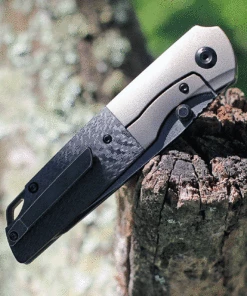 Best Sale 👍 Kansept Knives Warrior K1005T9, 3.4" S35VN Black Tanto Plain Blade, Bronze and Carbon Fiber Handle 👍 -Automatic Knives shop K1005T9.2 38193.1623785316