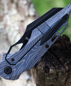 Outlet 🎉 Kansept Knives Genesis K1010A4, 3.62" CPM-S35VN Satin Plain Blade, Blue Lightning Strike Titanium Handle ⌛ -Automatic Knives shop K1010A4.2 28495.1623702610