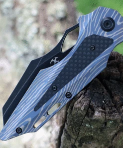 Outlet 🎉 Kansept Knives Genesis K1010A4, 3.62" CPM-S35VN Satin Plain Blade, Blue Lightning Strike Titanium Handle ⌛ -Automatic Knives shop K1010A4.3 30942.1623702610