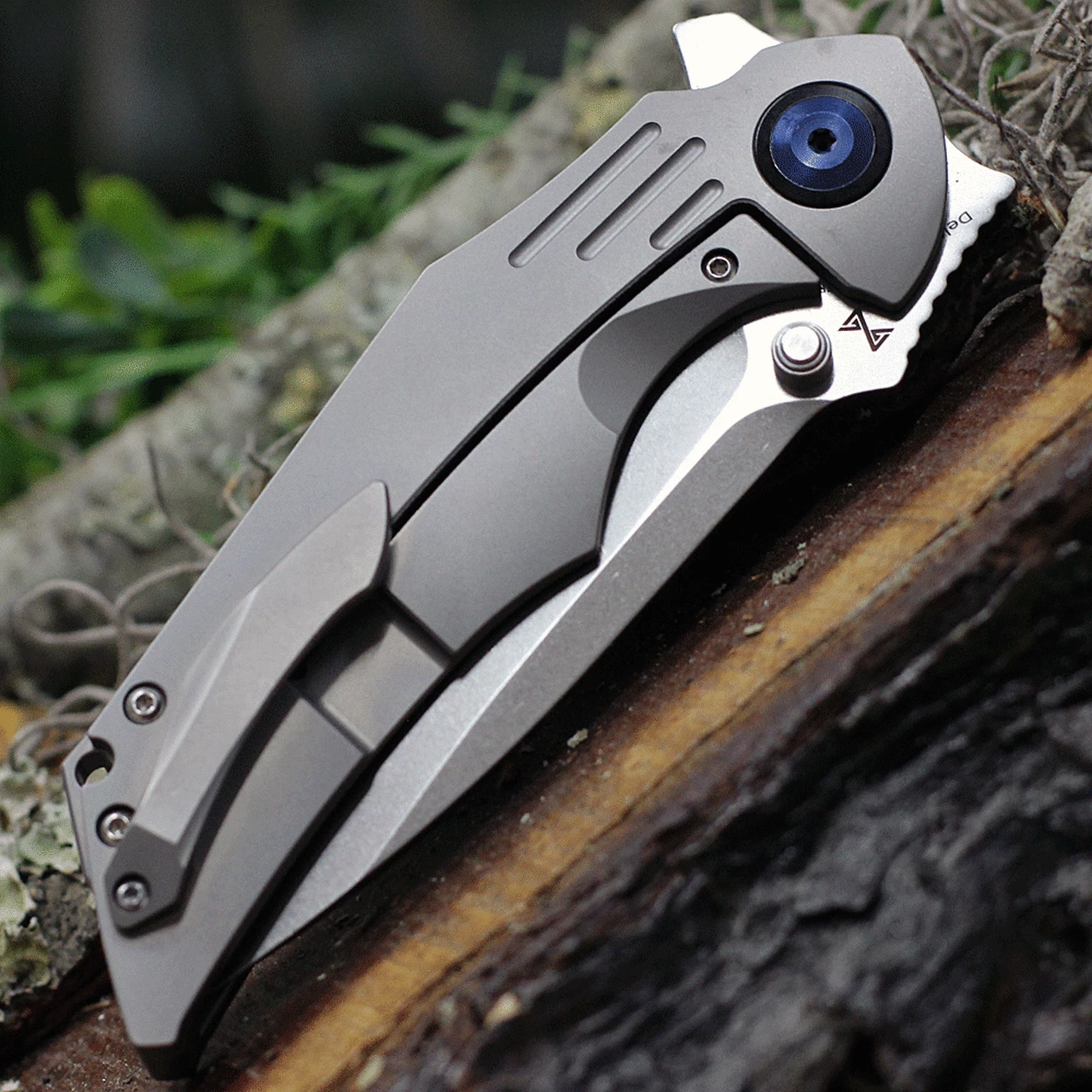 New 🤩 Kansept Knives K1011A2 Delta, 3.54" CPM-S35VN Stonewashed Plain Blade, Gray Titanium w/ Black/Blue CF Inlay Handle ✨ 4 New 🤩 Kansept Knives K1011A2 Delta, 3.54" CPM-S35VN Stonewashed Plain Blade, Gray Titanium w/ Black/Blue CF Inlay Handle ✨ - Image 4