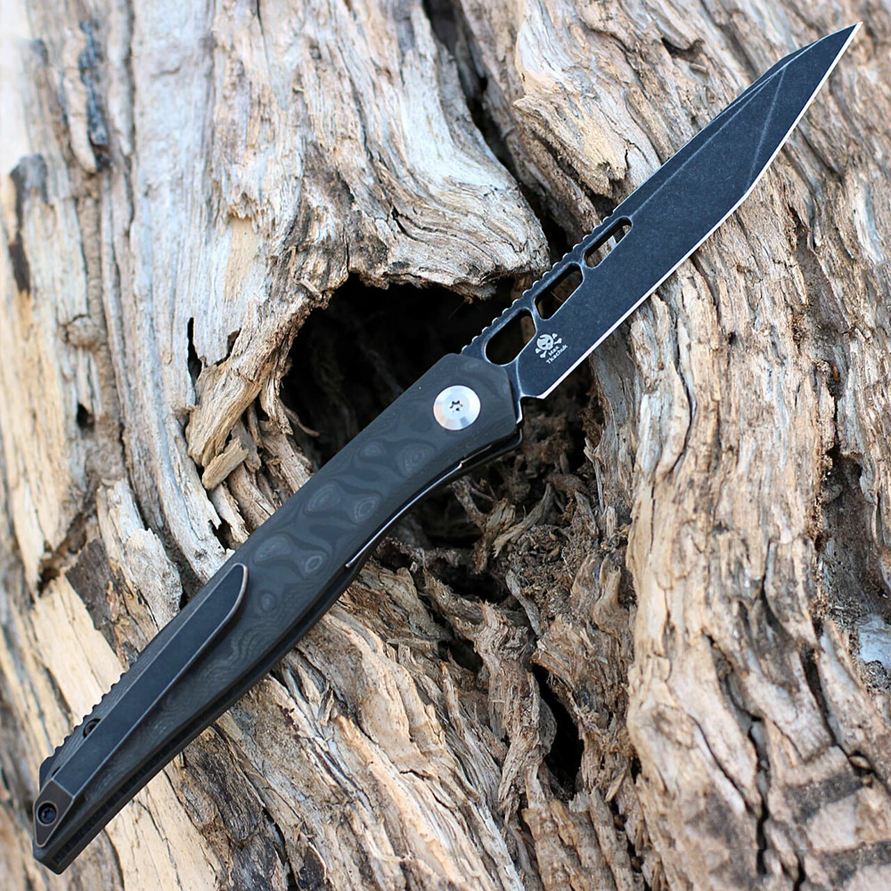 Budget 🤩 Kansept Knives Kansept Lucky Star Front Flipper - Rose Pattern CF (3.5" S35VN Blk SW Tanto) K1013T3 ⌛ 3 Budget 🤩 Kansept Knives Kansept Lucky Star Front Flipper - Rose Pattern CF (3.5" S35VN Blk SW Tanto) K1013T3 ⌛ - Image 3