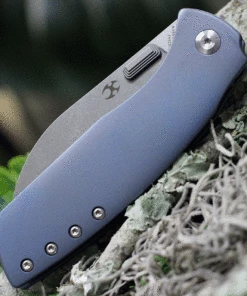 Hot Sale 👍 Kansept Knives Convict K1023A3, 3.3 S35VN Stonewash Sheepfoot Blade, Blue Titanium Handle 🎁 -Automatic Knives shop K1023A3.2 13025.1621438885