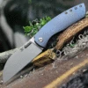 Hot Sale 👍 Kansept Knives Convict K1023A3, 3.3 S35VN Stonewash Sheepfoot Blade, Blue Titanium Handle 🎁