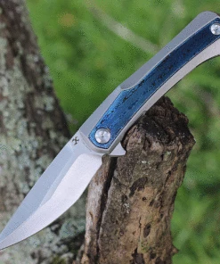 Best Sale ✔️ Kansept Knives Kratos K1024A3, 3.79" CPM-S35VN Satin Plain Blade, Gray Titanium & Timascus Handles 😍