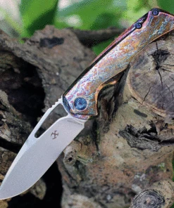 Top 10 ⌛ Kansept Knives K2001B10 Mini Kryo Thumb Opener, 2.9" CPM-S35VN Satin Blade, Lightning Strike Titanium Handle 🤩