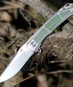 New 👍 Kansept Knives K2003A1 Gremlin, 2.91" CPM-S35VN Stonewashed Plain Blade, Titanium/Green Micarta Handle ✔️