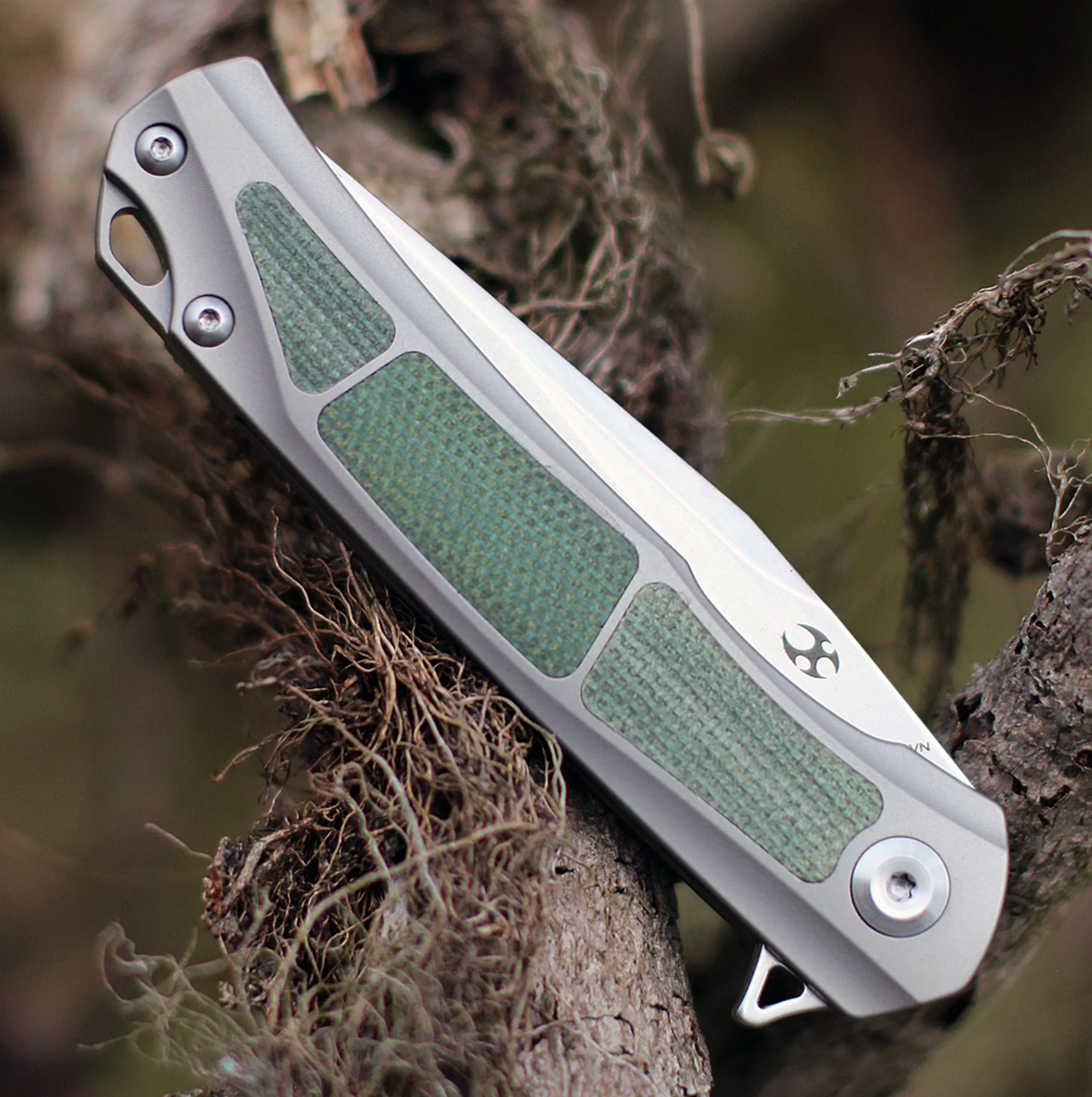 New 👍 Kansept Knives K2003A1 Gremlin, 2.91" CPM-S35VN Stonewashed Plain Blade, Titanium/Green Micarta Handle ✔️ 3 New 👍 Kansept Knives K2003A1 Gremlin, 2.91" CPM-S35VN Stonewashed Plain Blade, Titanium/Green Micarta Handle ✔️ - Image 3