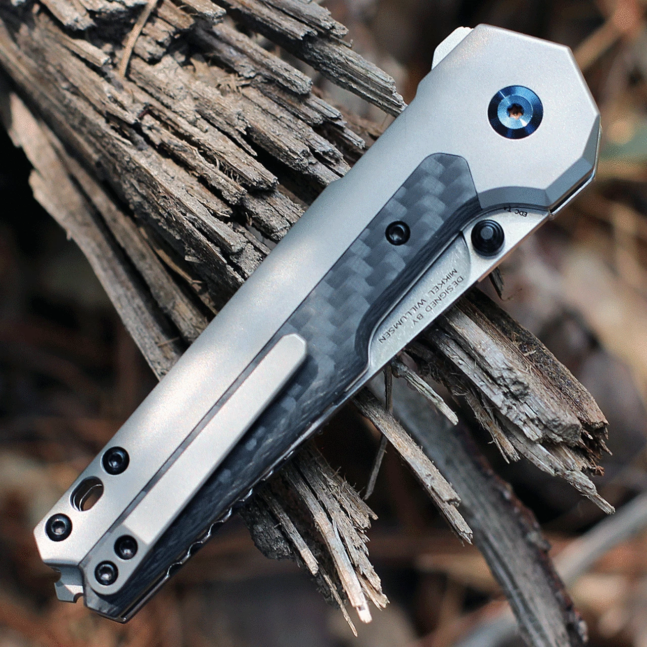 Hot Sale ⭐ Kansept Knives Kansept EDC Tac Button Lock - Gray Ti / Twill CF (3.1" S35VN Satin) K2009A2 ✨ 3 Hot Sale ⭐ Kansept Knives Kansept EDC Tac Button Lock - Gray Ti / Twill CF (3.1" S35VN Satin) K2009A2 ✨ - Image 3