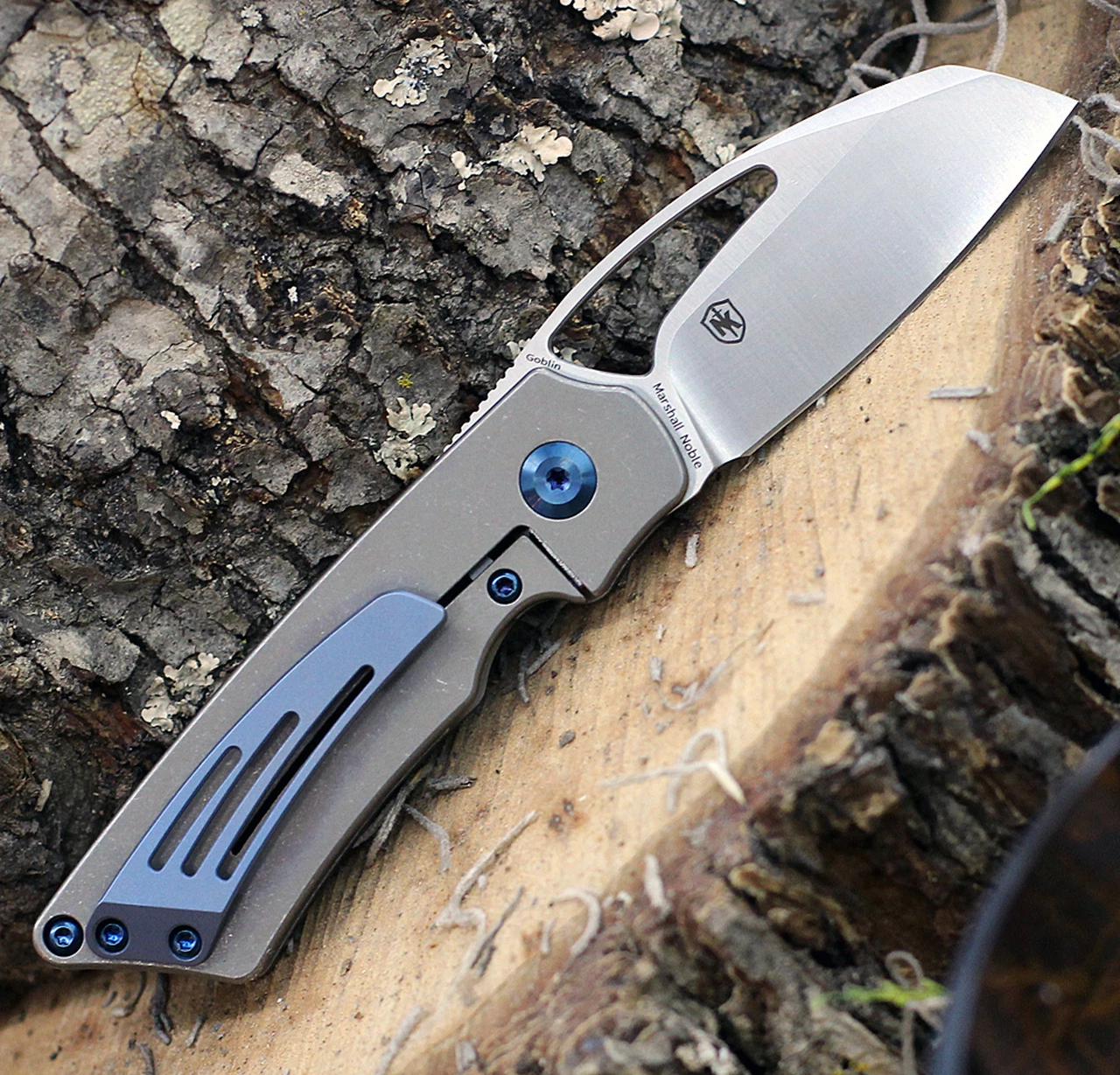 Discount ⭐ Kansept Knives Kansept Goblin Front Flipper - Bronzed Ti w/ Blue (2.3" S35VN Satin) K2016A3 🤩 2 Discount ⭐ Kansept Knives Kansept Goblin Front Flipper - Bronzed Ti w/ Blue (2.3" S35VN Satin) K2016A3 🤩 - Image 2