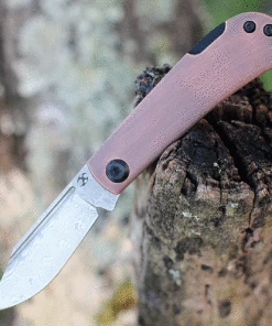 New 🛒 Kansept Knives Kansept Wedge Lock Back Red Copper (2.9" Damascus) K2026BC1 🎉