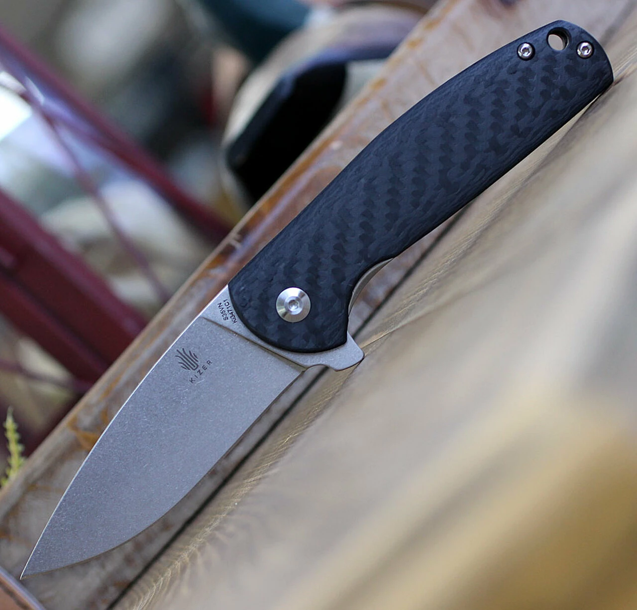 Brand new 👍 Kizer Cutlery Kizer Gemini 2.0 Ki3471C1, 3.13" CPM S35VN Stonewash Drop Point Plain Blade, Carbon Fiber Handle ✨ 1 Brand new 👍 Kizer Cutlery Kizer Gemini 2.0 Ki3471C1, 3.13" CPM S35VN Stonewash Drop Point Plain Blade, Carbon Fiber Handle ✨