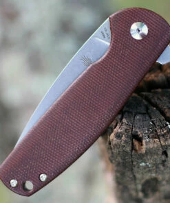 Budget 🛒 Kizer Cutlery Kizer Gemini Micarta V3471E2, 3.1" N690 Stonewash Plain Blade, Brown Micarta Handle 🛒 -Automatic Knives shop KIV3471E2 06595.1598037516