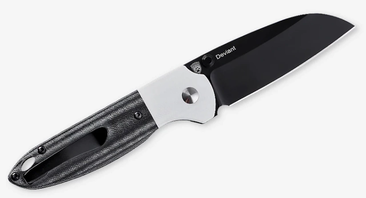 Best deal ✨ Kizer Cutlery Deviant V3575A2, 3.03" M390 Black Sheepsfoot Plain Blade, Black Micarta Handle w/ White G-10 Bolsters 🌟 2 Best deal ✨ Kizer Cutlery Deviant V3575A2, 3.03" M390 Black Sheepsfoot Plain Blade, Black Micarta Handle w/ White G-10 Bolsters 🌟 - Image 2