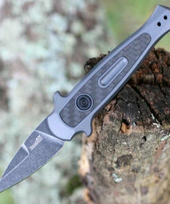 Promo 🧨 Kershaw Knives Kershaw 7130 Launch 12CA Mini Stiletto, 1.9 " CPM154 Black Stonewashed Plain Blade, Grey Aluminum w/ Carbon Fiber Insert Handle 🛒