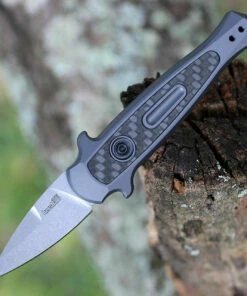 Buy ⭐ Kershaw Knives Kershaw 7130 Launch 12CA Mini Stiletto, 1.9 " CPM154 Stonewashed Plain Blade, Grey Aluminum w/ Carbon Fiber Insert Handle ⌛