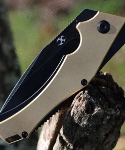 Buy 🔥 Kansept Knives Kansept Hellx - Brass / Black SW (3.6" D2 SW Black) T1008B2 🔥 -Automatic Knives shop KT1008B2.3 59981.1629917562