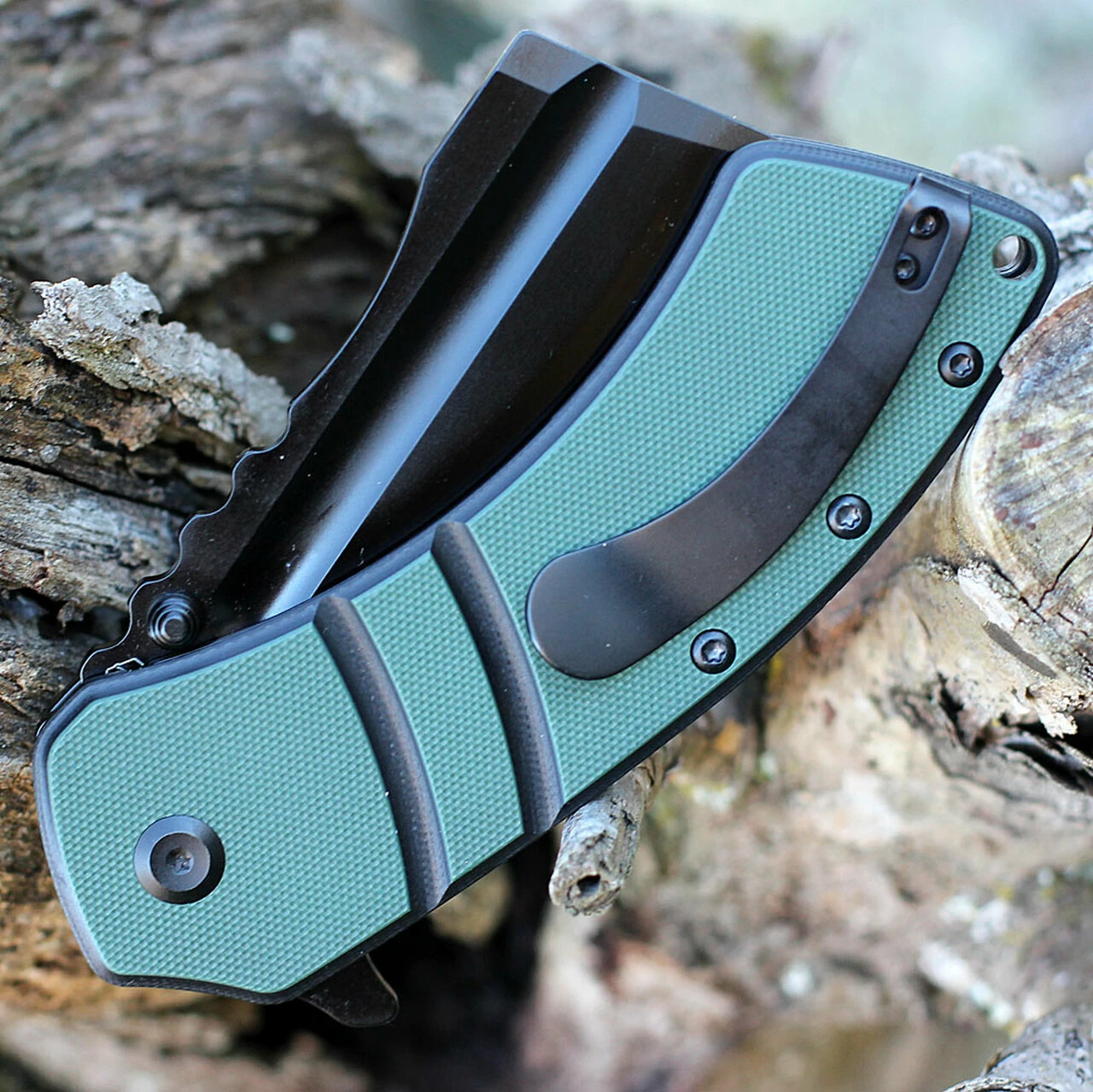 Discount 💯 Kansept Knives Kansept XL Korvid Flipper - OD Green G10 (3.6" Blk 154CM Cleaver) T1030A1 ❤️ 3 Discount 💯 Kansept Knives Kansept XL Korvid Flipper - OD Green G10 (3.6" Blk 154CM Cleaver) T1030A1 ❤️ - Image 3