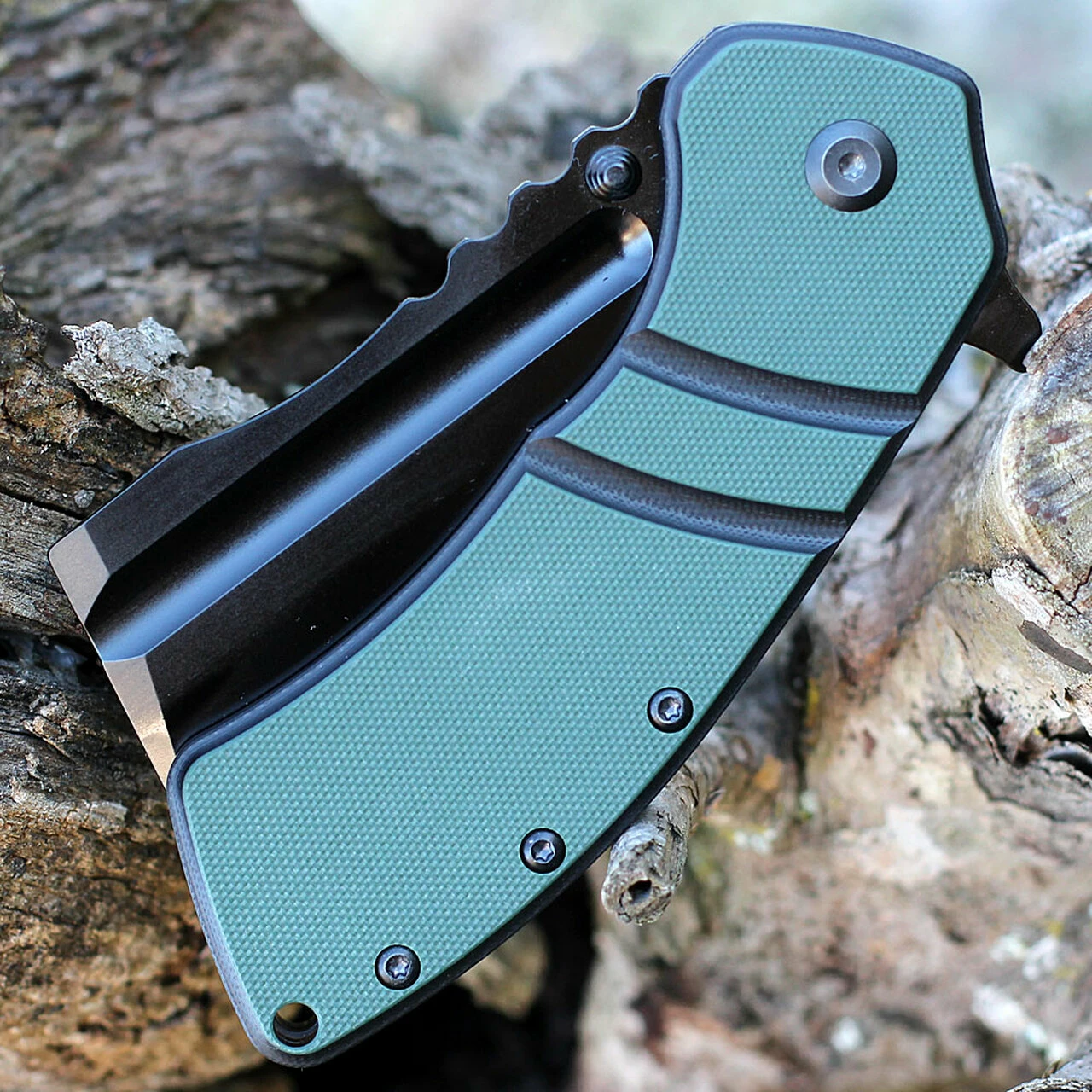 Discount 💯 Kansept Knives Kansept XL Korvid Flipper - OD Green G10 (3.6" Blk 154CM Cleaver) T1030A1 ❤️ 4 Discount 💯 Kansept Knives Kansept XL Korvid Flipper - OD Green G10 (3.6" Blk 154CM Cleaver) T1030A1 ❤️ - Image 4