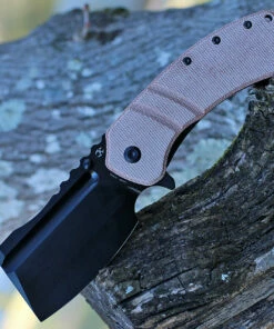 Best reviews of 💯 Kansept Knives Kansept XL Korvid Flipper - Brown Micarta (3.6" Blk 154CM Cleaver) T1030A2 🎁