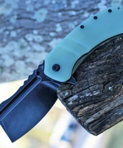 Hot Sale ⌛ Kansept Knives Kansept XL Korvid Flipper - Jade G10 (3.6" Blk SW 154CM Cleaver) T1030A3 😀