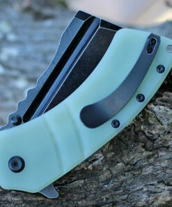 Hot Sale ⌛ Kansept Knives Kansept XL Korvid Flipper - Jade G10 (3.6" Blk SW 154CM Cleaver) T1030A3 😀 -Automatic Knives shop KT1030A3.2 48288.1641927140