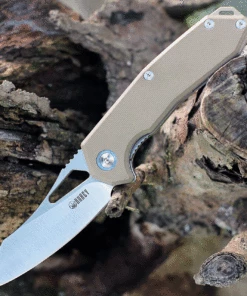 Hot Sale ✨ Kubey Knife Kubey Vagrant 2.95" AUS-10 Satin Brown G-10 Folder KUB291B 💯