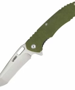 Flash Sale 👏 Kubey Knife Kubey Dark Knight KU003B, 3.75" D2 Sand Blast Finish Plain Blade, Green G-10 Handles 🧨