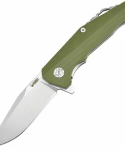 Flash Sale 🛒 Kubey Knife Kubey 216 KUB216B, 3.3" D2 Sand Blast Finish Plain Blade, Green G-10 Handles 🛒