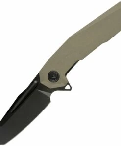 Cheapest 🌟 Kubey Knife Kubey Carve KB237C, 3.6" D2 Black Titanium Coated Blade, Tan G-10 Handles 🔥