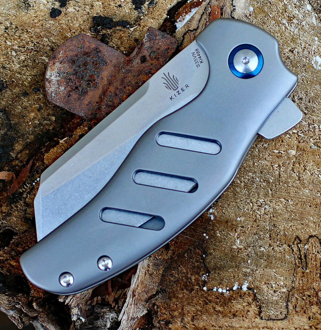 Coupon ✨ Kizer Cutlery Kizer Ki4488 C01C Sheepdog Knives, 3.3" CPM-S35VN Stonewash Blade, Titanium Handle ✔️ 3 Coupon ✨ Kizer Cutlery Kizer Ki4488 C01C Sheepdog Knives, 3.3" CPM-S35VN Stonewash Blade, Titanium Handle ✔️ - Image 3