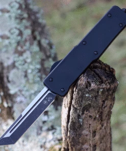 Best Sale 🔥 Templar Knife Co. Templar Premium Lightweight Large OTF - Blk Rubber (3.55" D2 Blk Tanto) LA-BR-22-1 👍