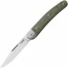 Best Pirce 🔔 LionSteel Jack JK1CVG, 3.03" M390 Satin Plain Blade, Green Canvas Micarta Handles ✔️