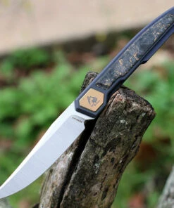 New 🤩 Maxace Knives Maxace Persian Front Flipper - Dark Purple Ti / CF (4" Satin M390) MCPS02 ✔️