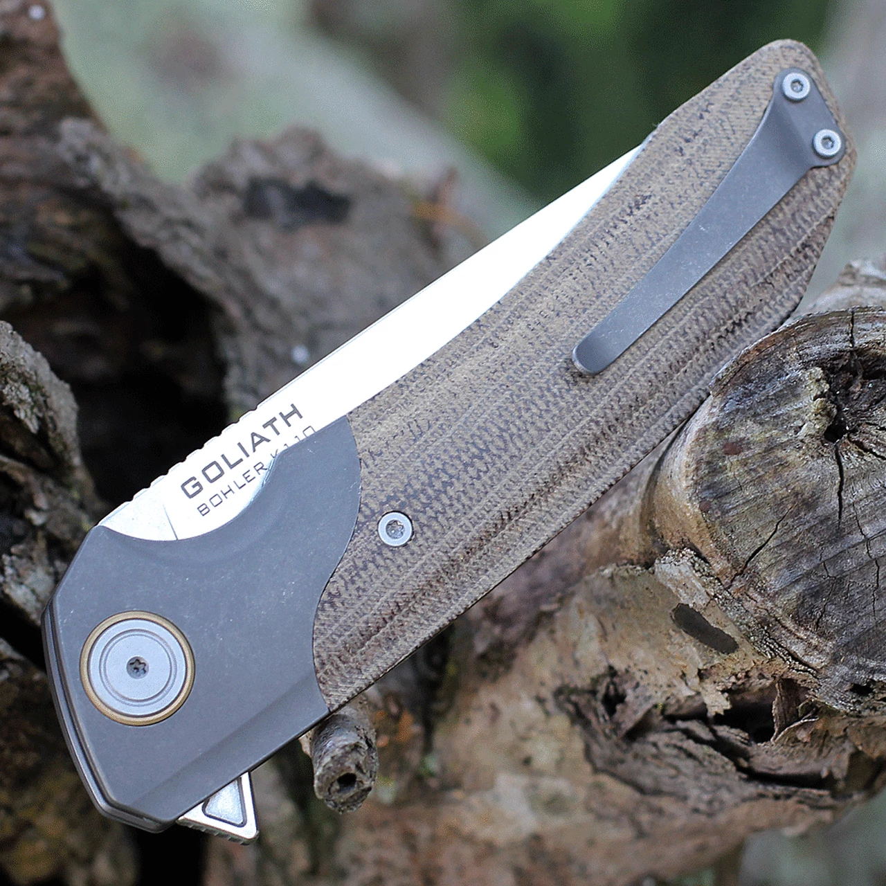 Wholesale 🎉 Maxace Knives Maxace Goliath 2.0 Brown Micarta / Blk SW (4.3" K110 Satin) MGL201 👍 4 Wholesale 🎉 Maxace Knives Maxace Goliath 2.0 Brown Micarta / Blk SW (4.3" K110 Satin) MGL201 👍 - Image 4