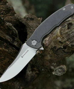 Wholesale 🌟 Maxace Knives Maxace Halictus 2.0 - Gray Ti /MAXMHLT202 Carbon Fiber (3.9" M390 Satin) MHLT202 🎁