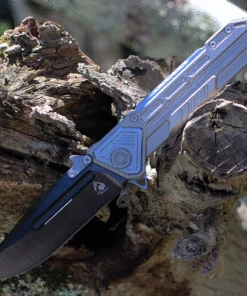 Wholesale 😀 Maxace Knives Mammoth - Grey / Blue Ti (4.33" Black Drop Point) MM02 ⭐