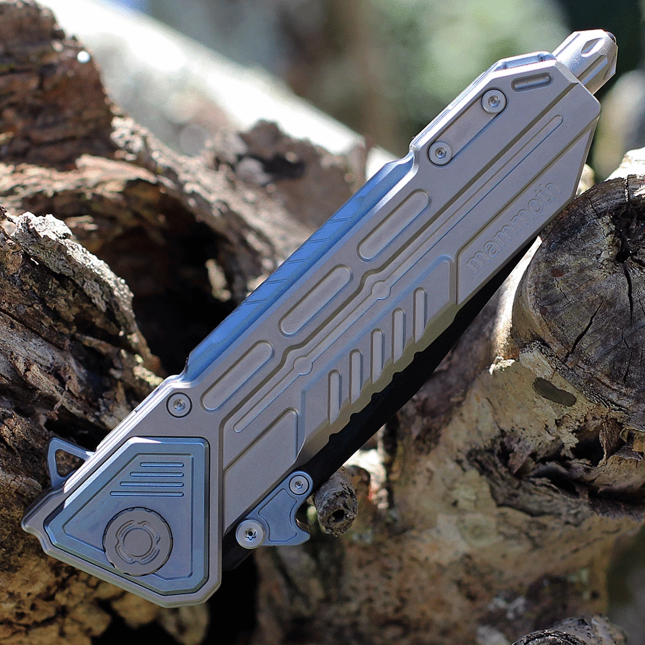 Wholesale 😀 Maxace Knives Mammoth - Grey / Blue Ti (4.33" Black Drop Point) MM02 ⭐ 3 Wholesale 😀 Maxace Knives Mammoth - Grey / Blue Ti (4.33" Black Drop Point) MM02 ⭐ - Image 3