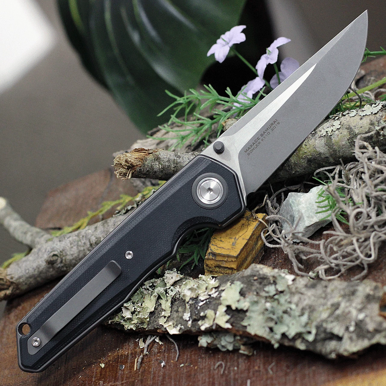 Outlet 🛒 Maxace Knives Samurai MSM10, 3.74" K110 Gray Drop Point Plain Blade, Black G-10 Handle 😀 2 Outlet 🛒 Maxace Knives Samurai MSM10, 3.74" K110 Gray Drop Point Plain Blade, Black G-10 Handle 😀 - Image 2