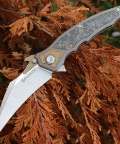 Coupon 🔥 Maxace Knives Maxace Red Queen III - Brown Ti / Marble CF (3.8" M390) RQ3 👏