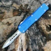 Coupon 🛒 CobraTec Blue FS-X OTF Knife CTKMBLUFS-XMDAG2SS, 3" D2 Steel Dagger Double Serrated Blade, Blue Aluminum Handle 🛒