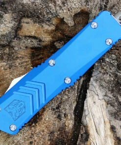 Discount 👍 CobraTec Blue FS-X OTF Knife CTKMBLUFS-XMDS, 3" D2 Steel Drop Point Serrated Blade, Blue Aluminum Handle 🤩 -Automatic Knives shop MBLUFS XMDS.2 19602.1583253276
