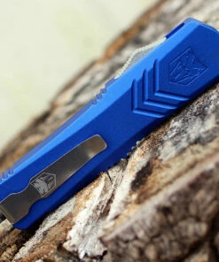 New 😀 CobraTec Blue FS-X OTF Knife CTKMBLUFS-XMTS, 3" D2 Steel Tanto Serrated Blade, Blue Aluminum Handle ⭐ -Automatic Knives shop MBLUFSX.1 40147.1583253357